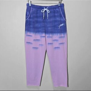 Pink Victoria's Secret Tie Dye Cropped Beach Sweatpants Lounge Pant Fleece Lined